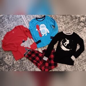 Boys 8 Holiday Winter Fleece Pajama Top And Pants Bundle Lot